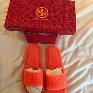 Tory Burch Vibrant Orange Slides